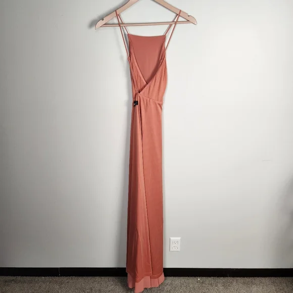 EUC Lulu's Mythical Kind of‎ Love Rusty Rose Chiffon Maxi Dress Gown (S) #0559 - Picture 8 of 11